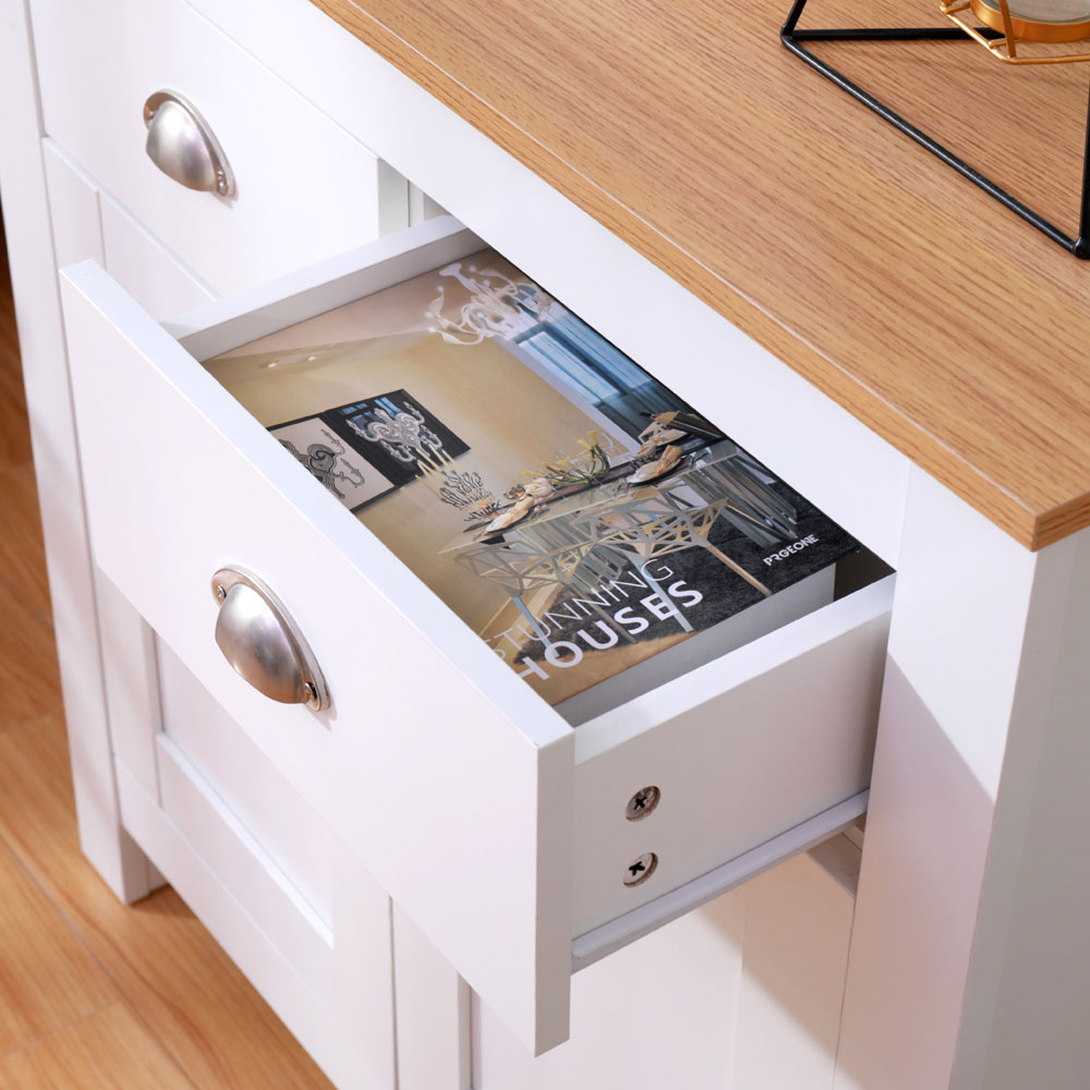 FurnitureHMD 2 Door 2 Drawer White and Oak Effect Wooden Sideboard Image 5