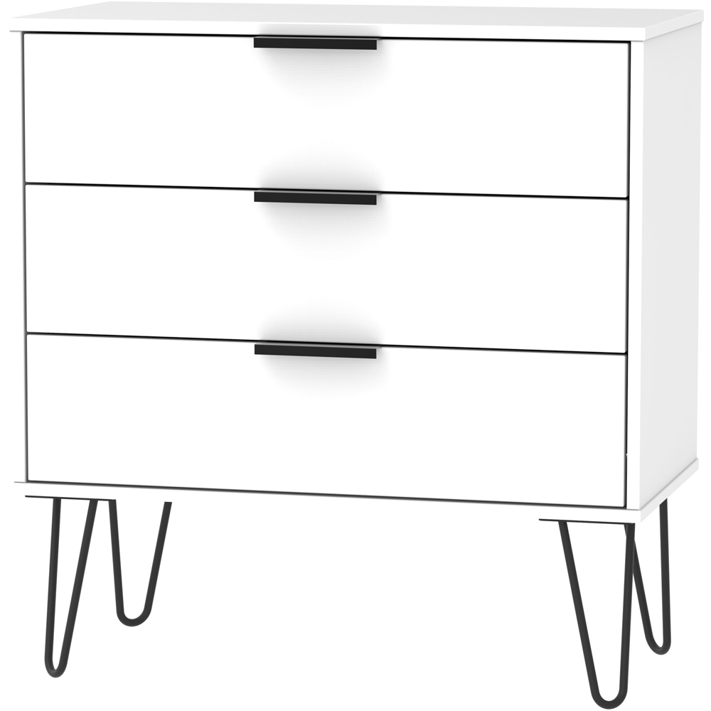Crowndale Hong Kong 3 Drawer Matt White Chest of Drawers Ready Assembled Image 2