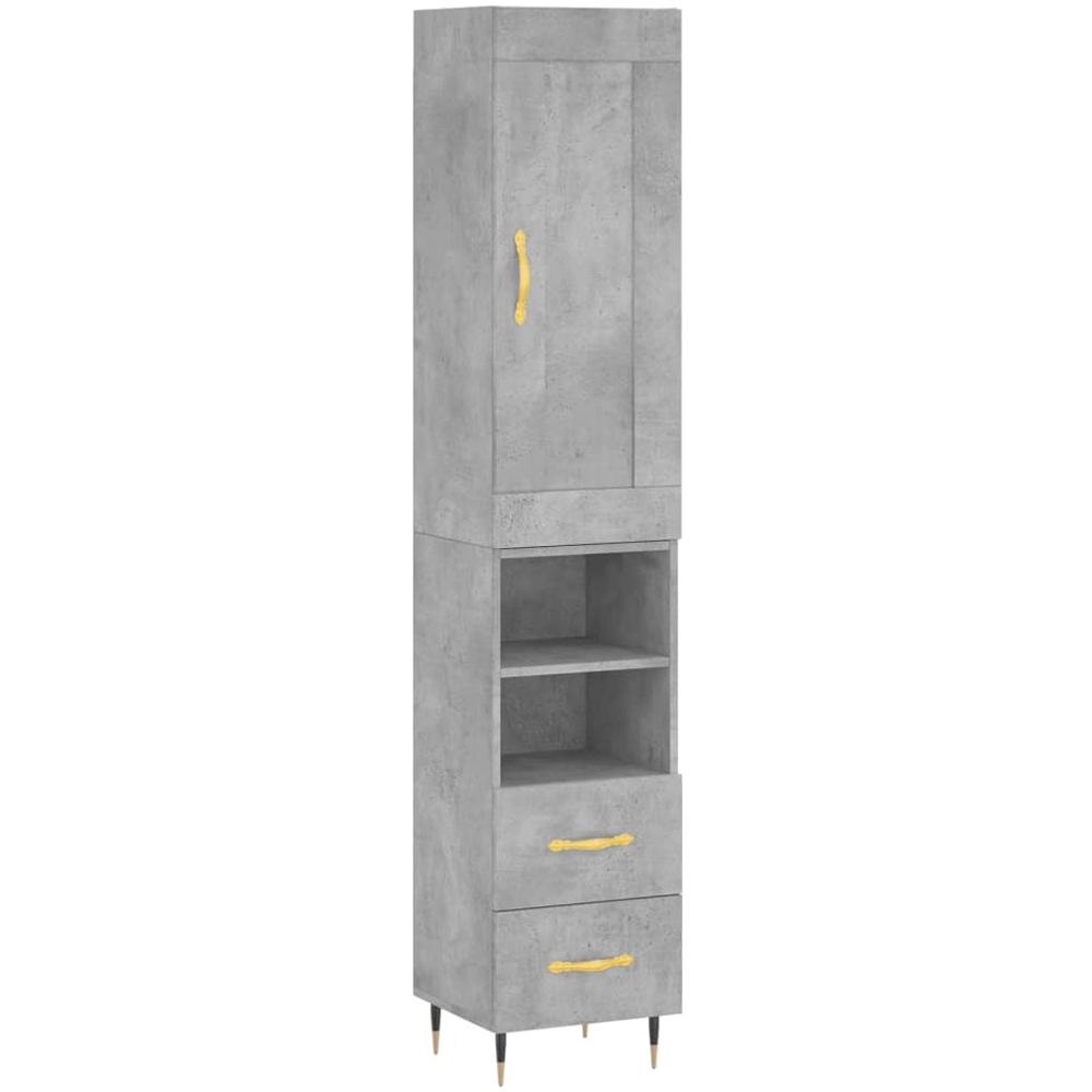 vidaXL Single Door 2 Drawer 2 Shelf Concrete Grey Highboard Image 2