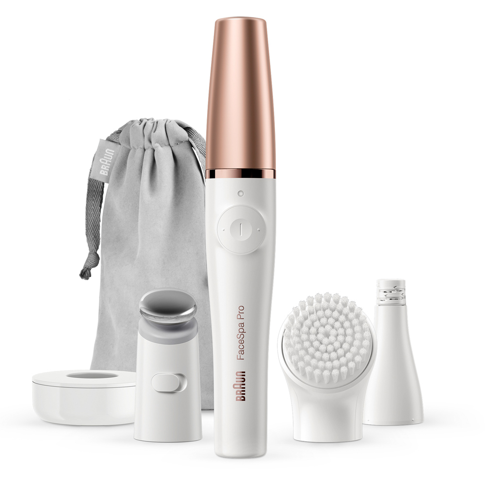 Braun FaceSpa Pro White Wet and Dry Facial Epilator with Cleaning Brush and Pouch Image 2