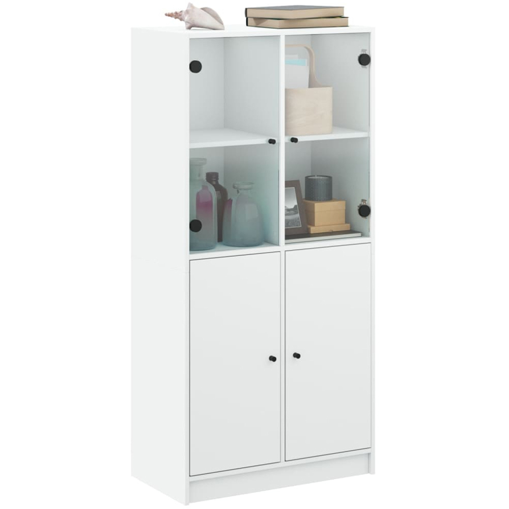 vidaXL 4 Door White Glass Highboard Image 3