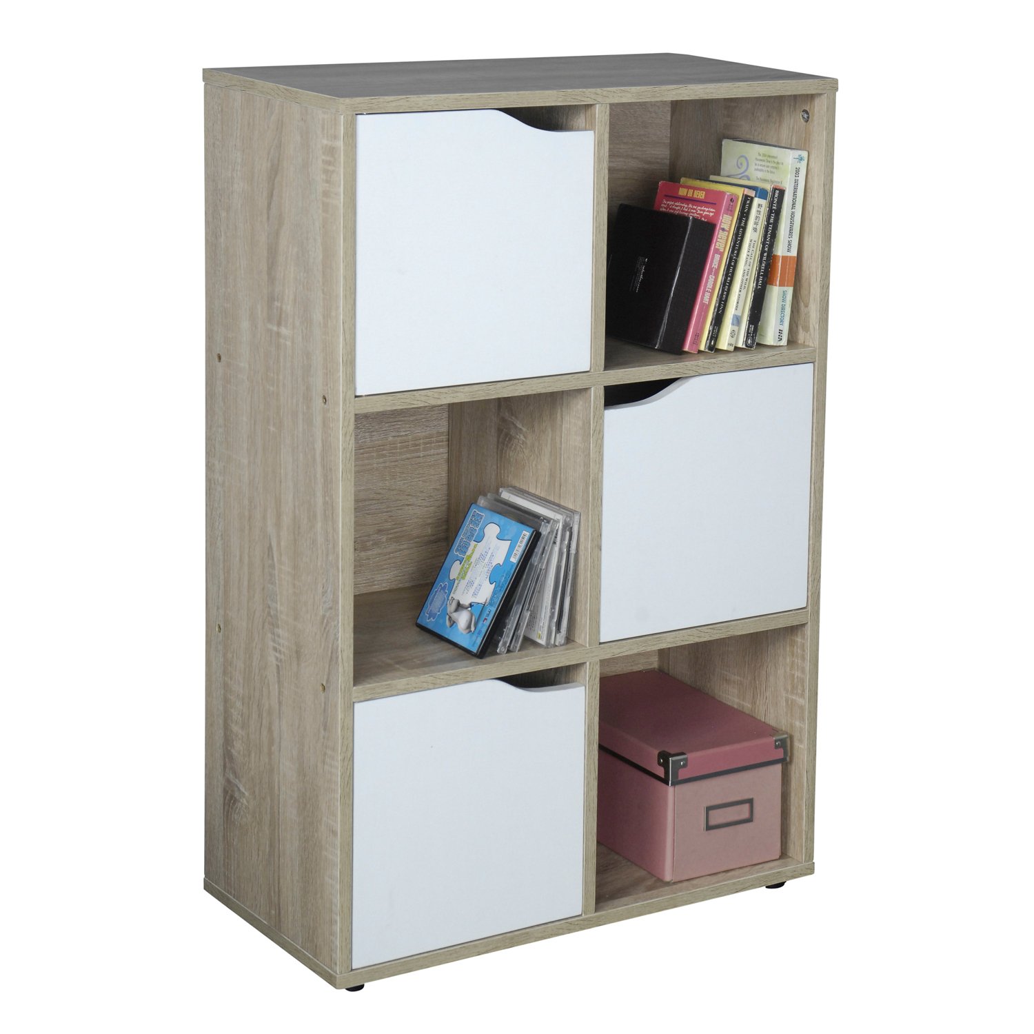 Saturn 6 Compartment Brown and White Cube Storage Shelving Unit Image 3