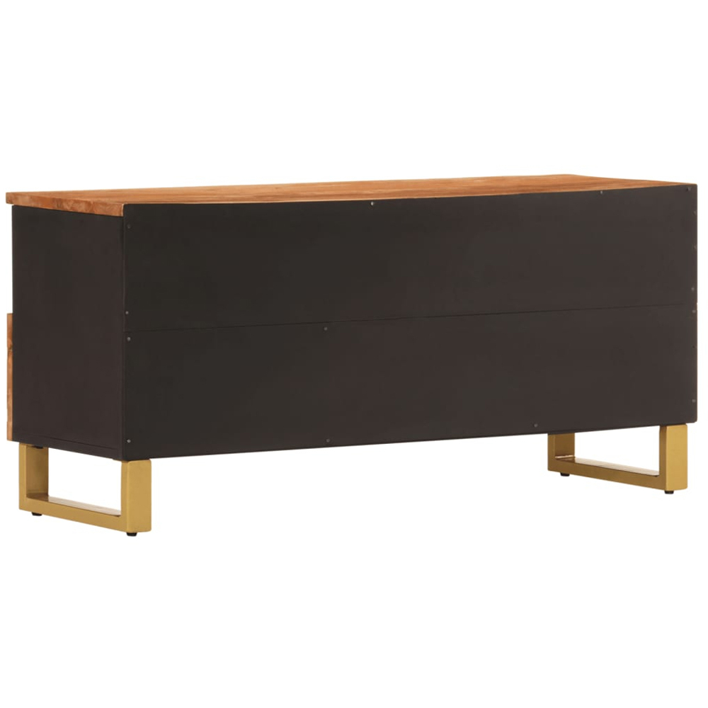 vidaXL 2 Drawer 5 Shelf Brown and Black Solid Wood Mango TV Cabinet Image 6