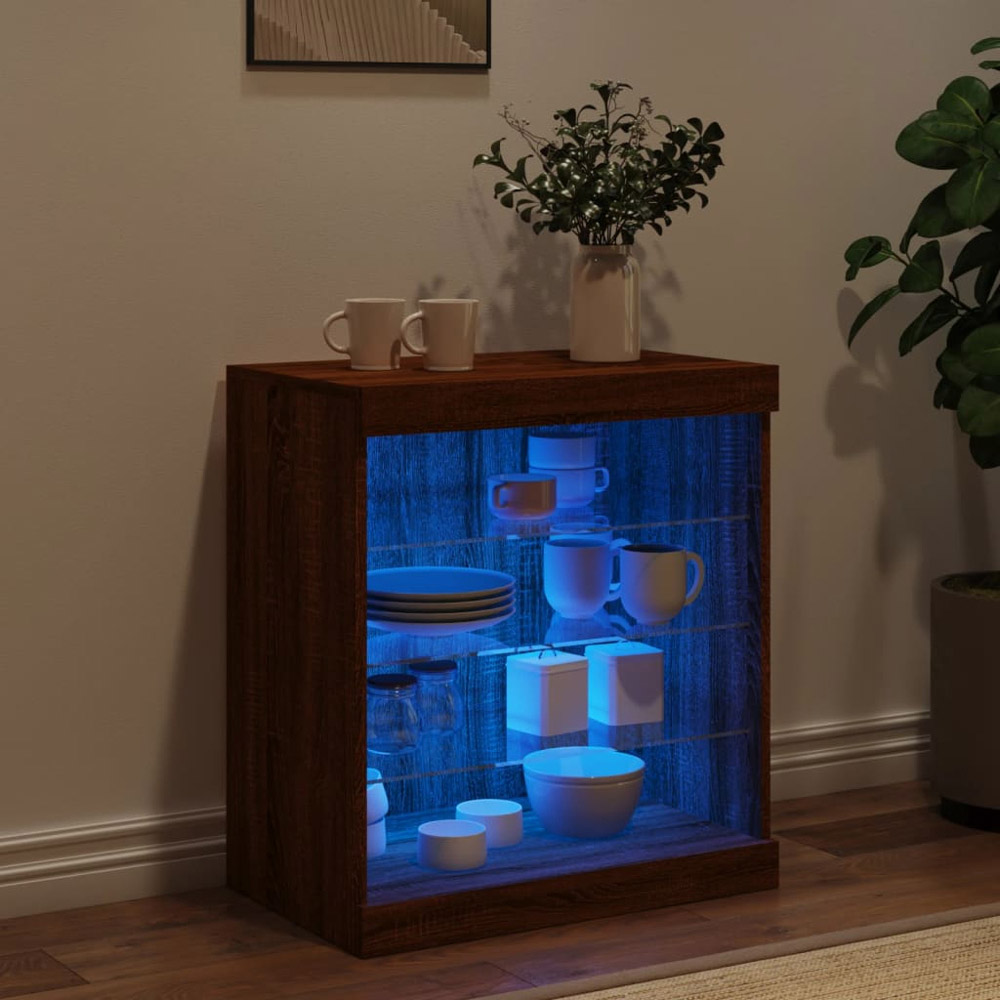 vidaXL 4 Shelf Brown Oak Sideboard with RGB LED Lights Image 3