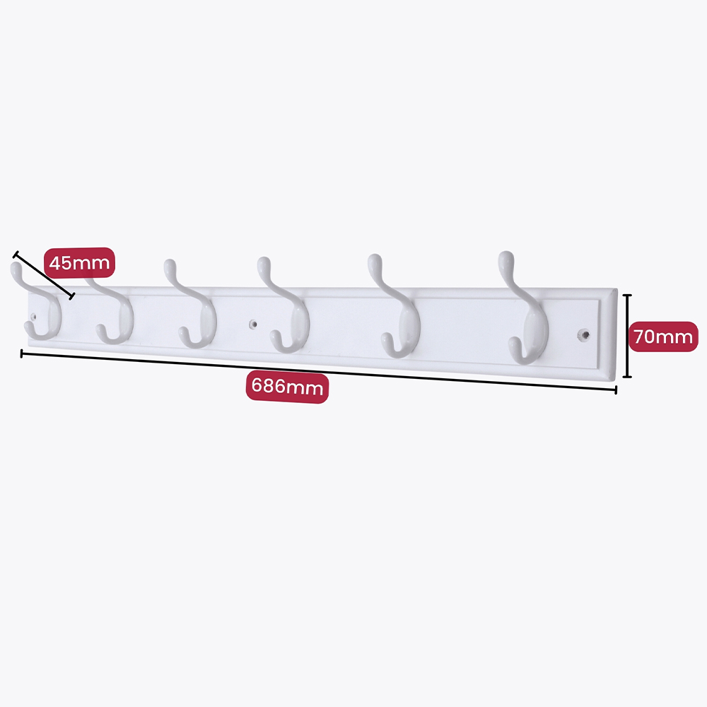 Headbourne Keypak White 6 Hook Coat Rail Image 5