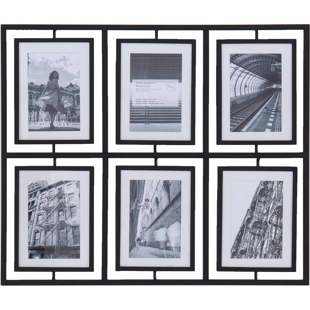 Alston Multi Aperture Metal Photo Frame - Black / 48cm Image 1