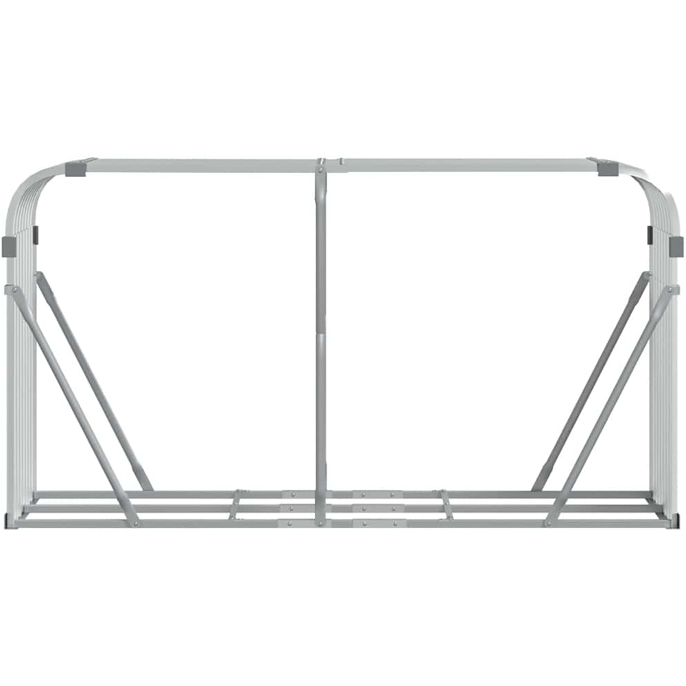 vidaXL Silver Galvanised Steel Firewood Log Holder 100 x 180 x 45cm Image 3