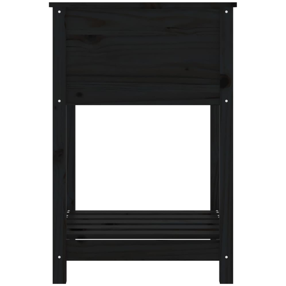 vidaXL Single Shelf Black Solid Pine Wood Garden Planter 58 x 54 x 81cm Image 5