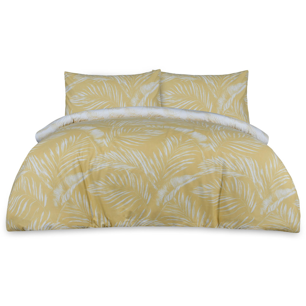 Smart Living King Size Ochre Sketched Palm Reversible Duvet Cover Set Image 3