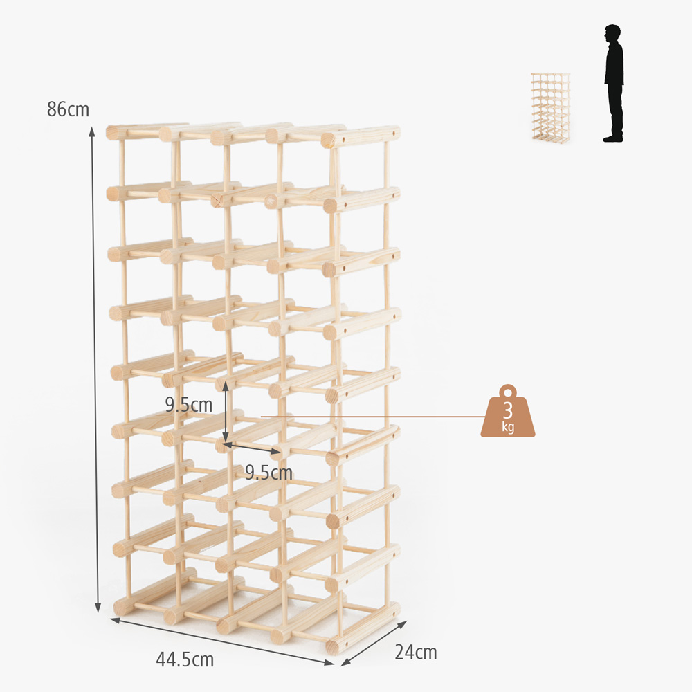 Costway 36 Bottle Wooden Wine Rack Image 9