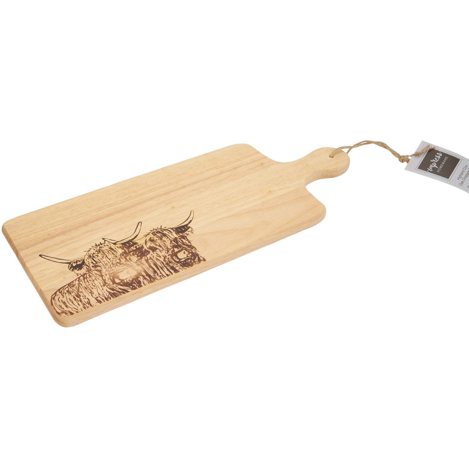 Highland Cow Paddle Chopping Board - Oak Image 1