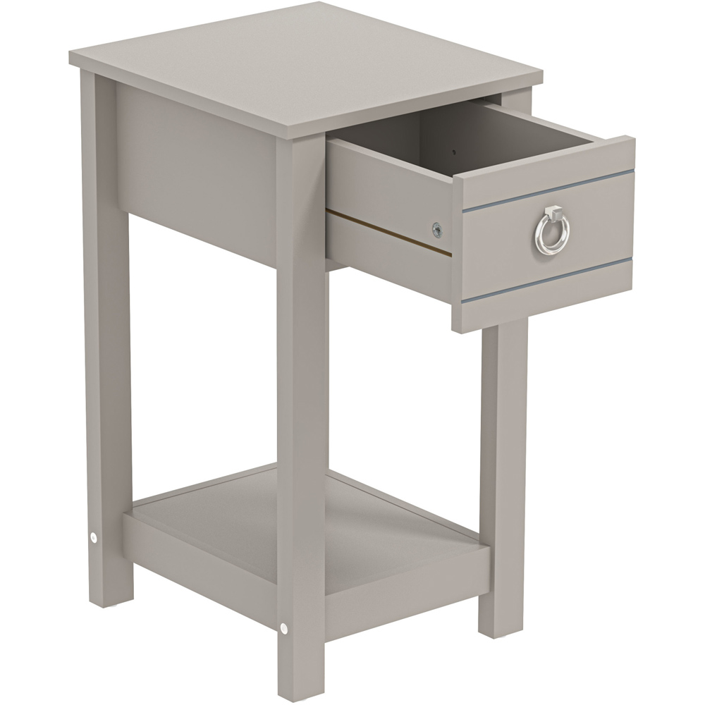 GFW Clovelly Single Drawer Light Grey Bedside Table Wilko