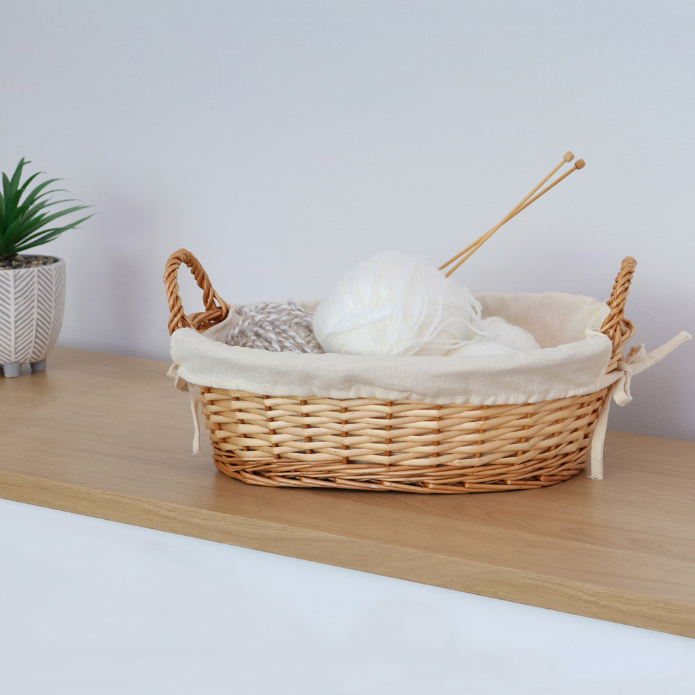 JVL 9L Acacia Honey Oval Willow Storage Basket Image 2
