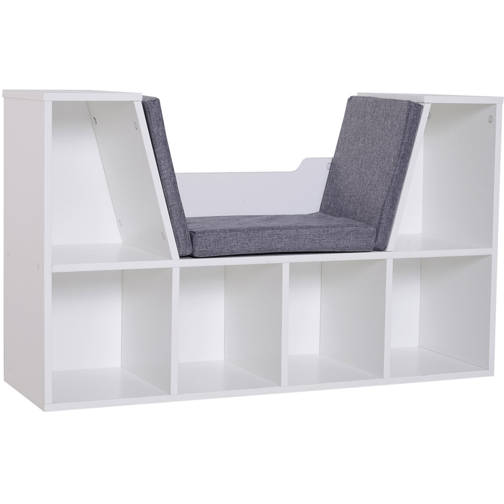 HOMCOM Multi Shelf White Bookcase with Seat Image 2