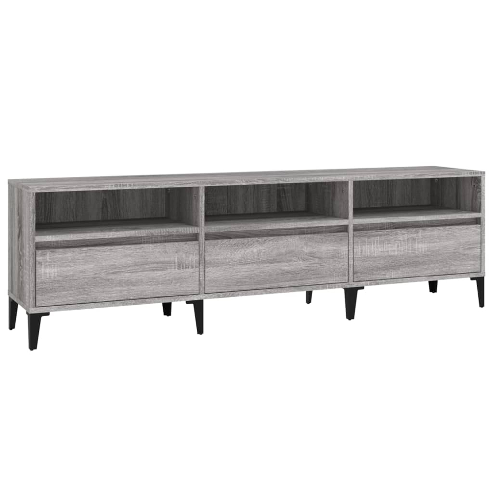 vidaXL 3 Door 3 Shelf Grey Sonoma TV Cabinet Image 2