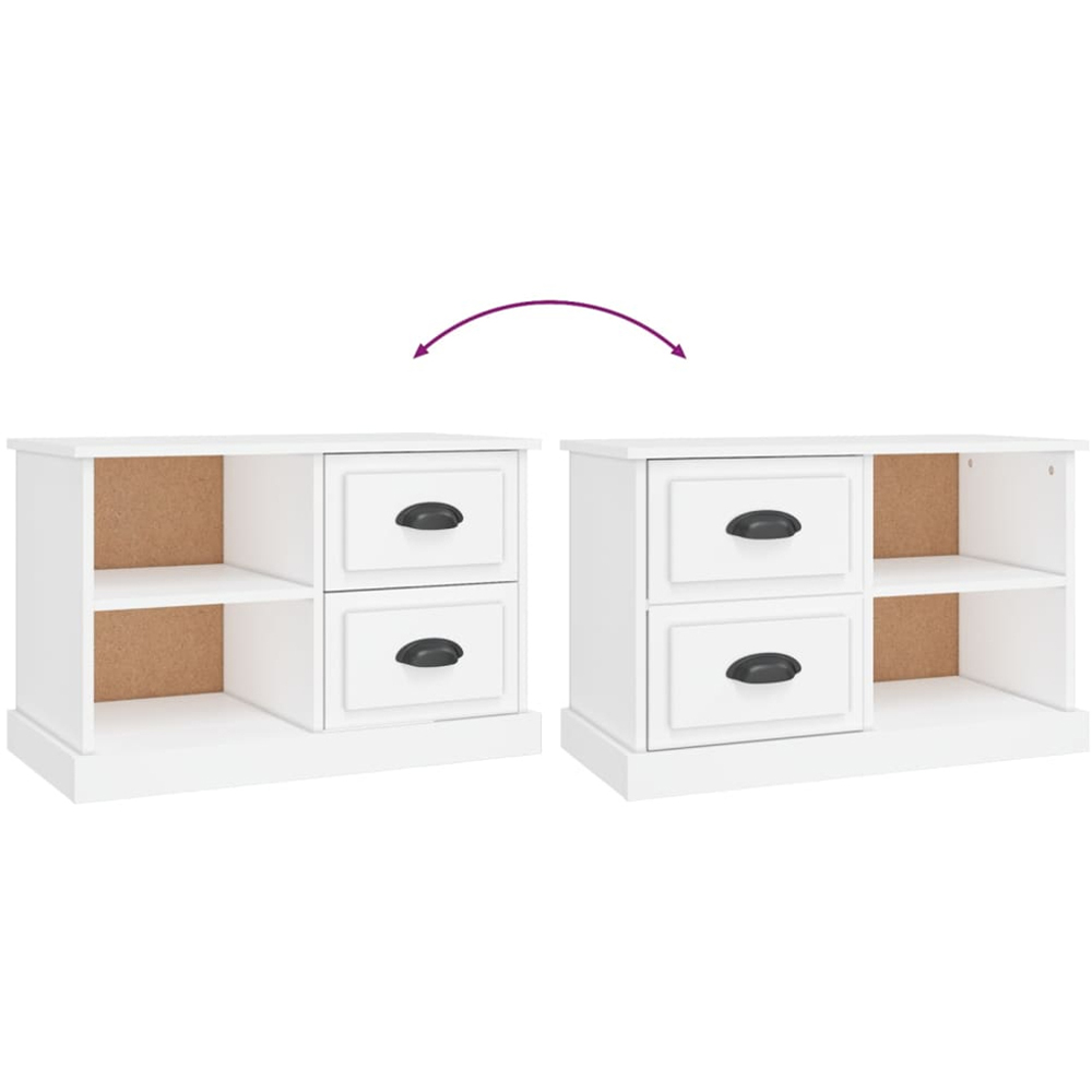 vidaXL 2 Drawer 2 Shelf White TV Cabinet Image 7