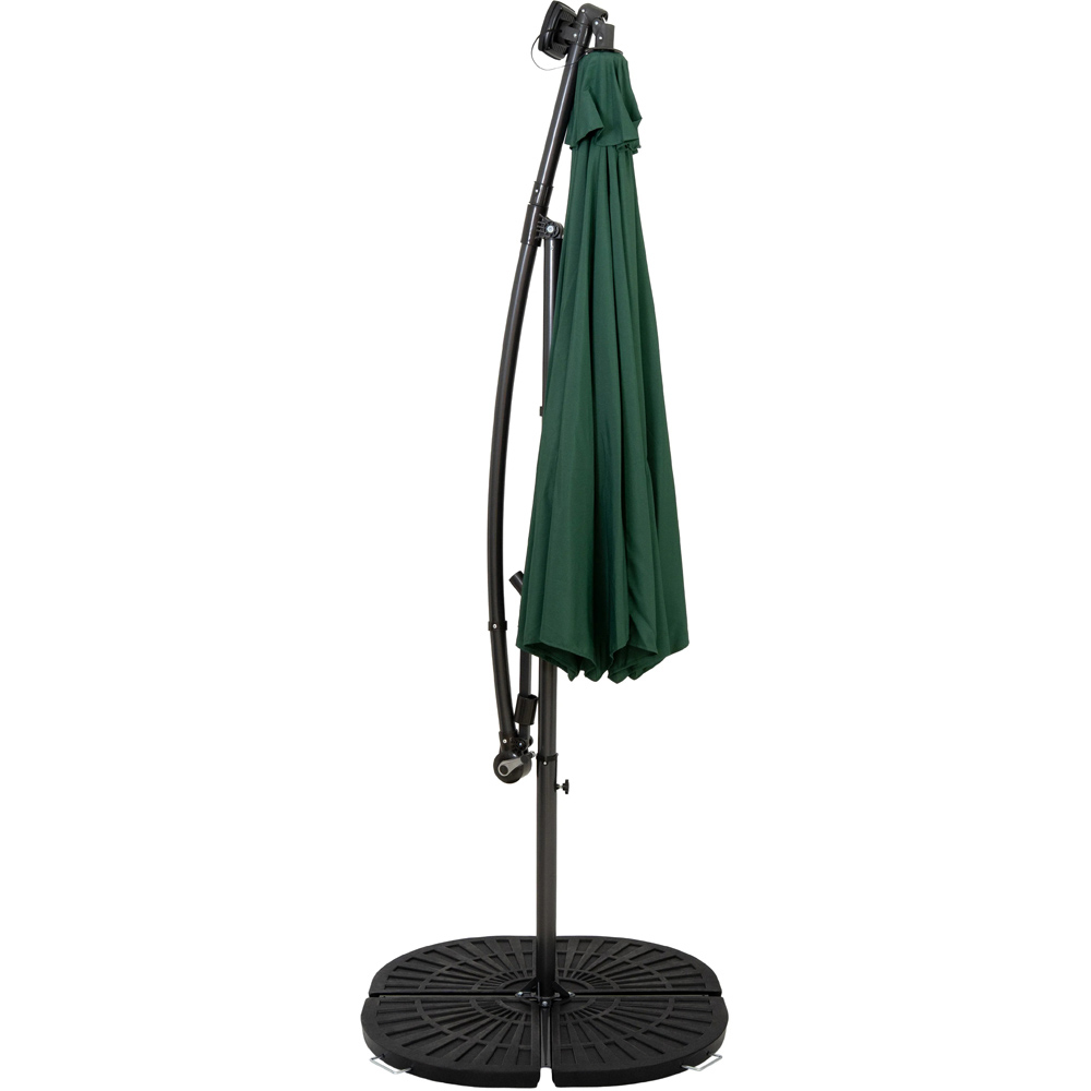 MonsterShop Green LED Cantilever Parasol with Full Fan Base 3m Image 3