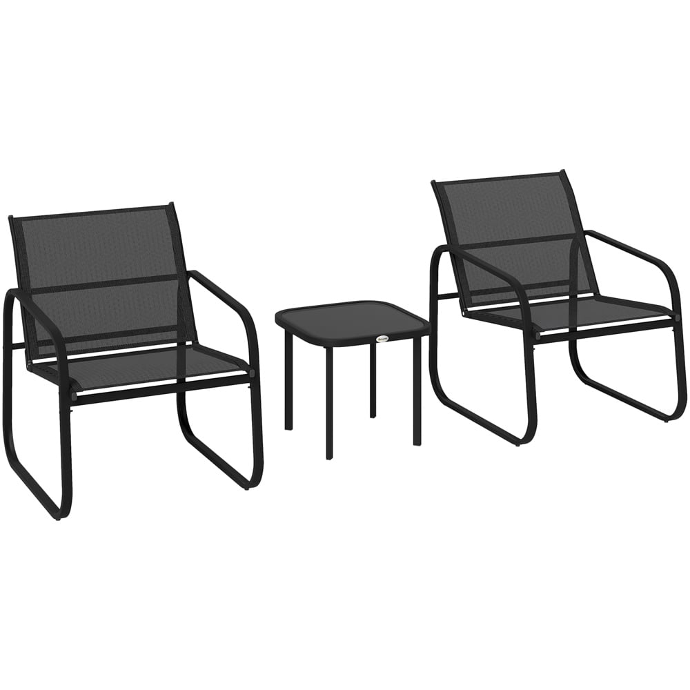 Outsunny 2 Seater Metal Bistro Set Black Image 2