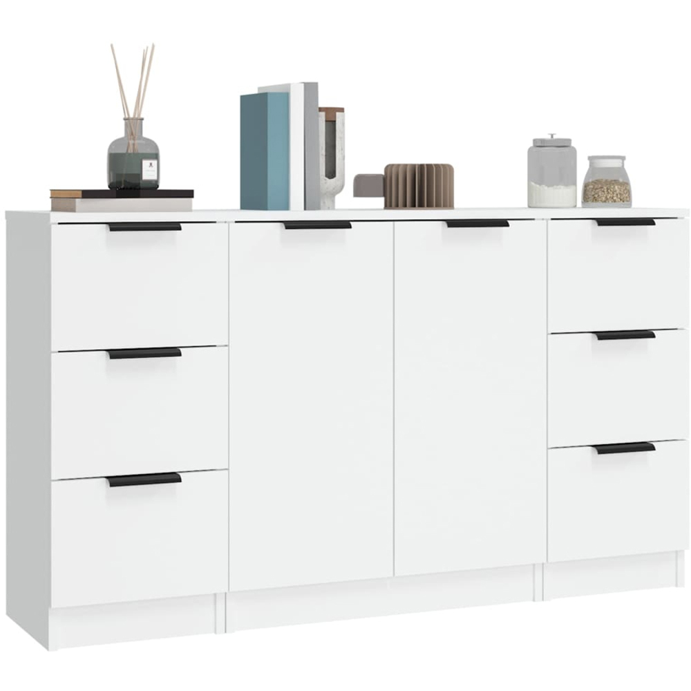 vidaXL 2 Door 6 Drawer White Sideboard 3 Piece Image 3
