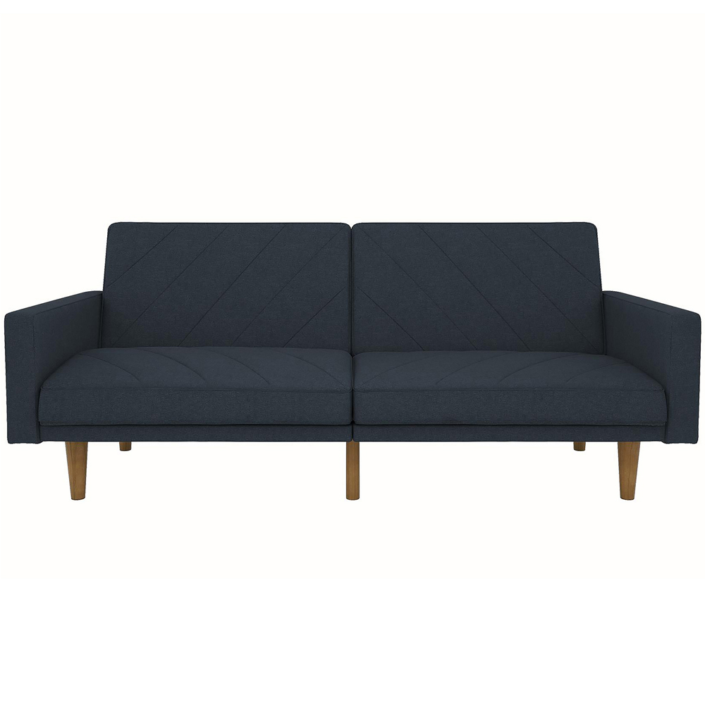Dorel Paxson 3 Seater Linen Navy Blue Sofa Bed with Wooden Feet Image 3