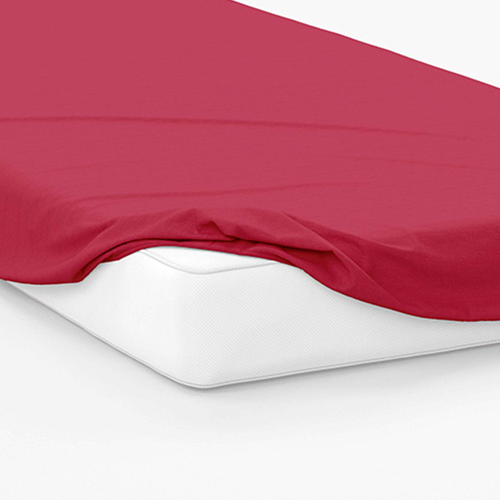 Serene Double Red Fitted Bed Sheet Image 3