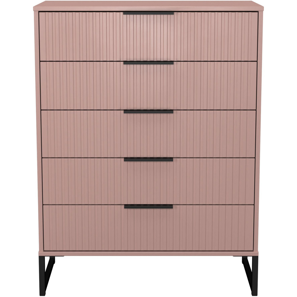 Crowndale Fluted 5 Drawer Kobe Pink Chest of Drawers Ready Assembled Image 2