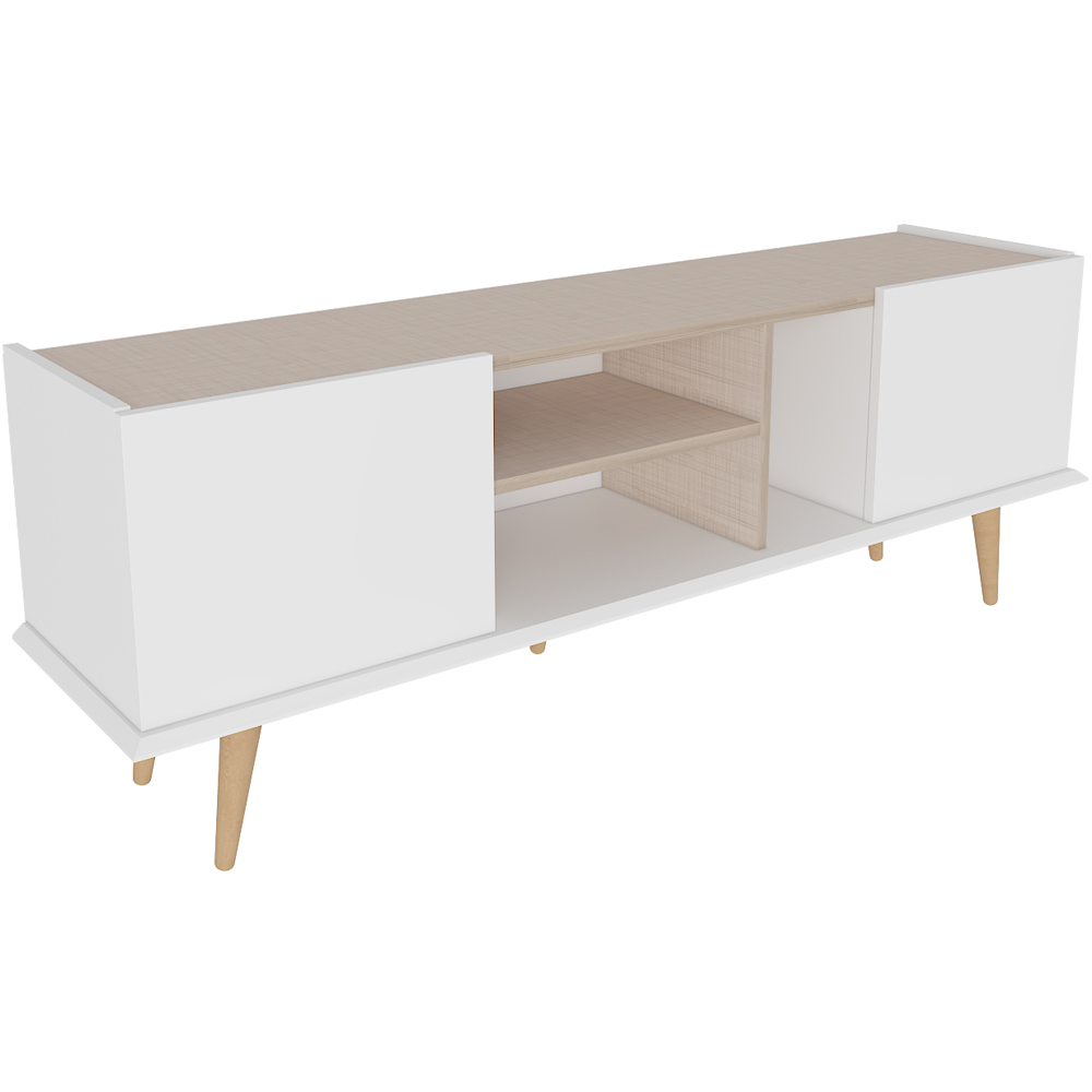 Decorotika Ecuador 2 Door 3 Shelf White and Beige TV Unit Image 2