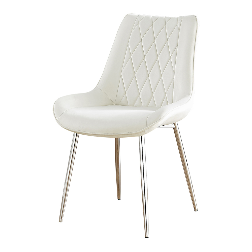 Furniturebox Cesano Set of 2 Cream and Chrome Velvet Dining Chair Image 2