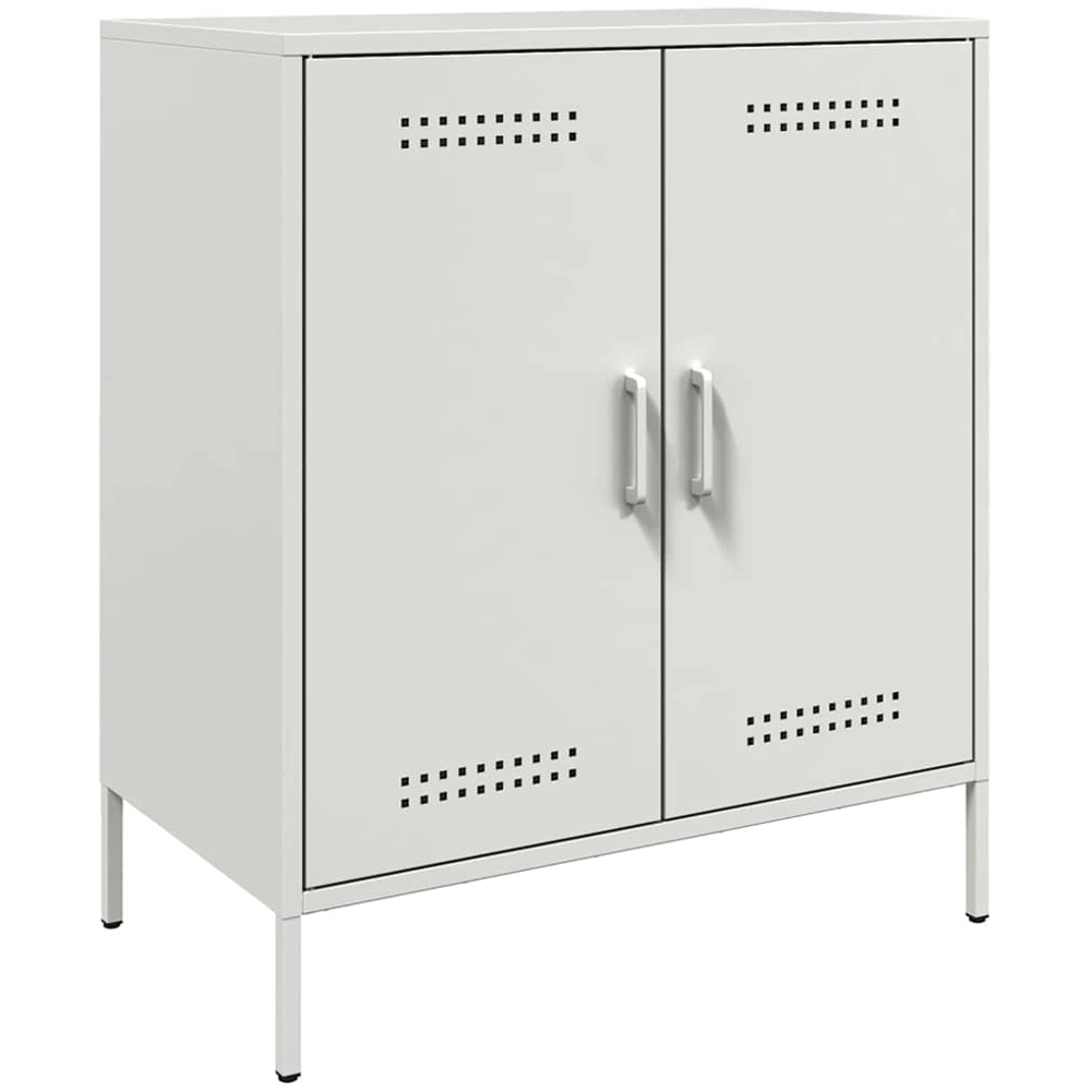 vidaXL 2 Door Steel White Sideboard Image 2