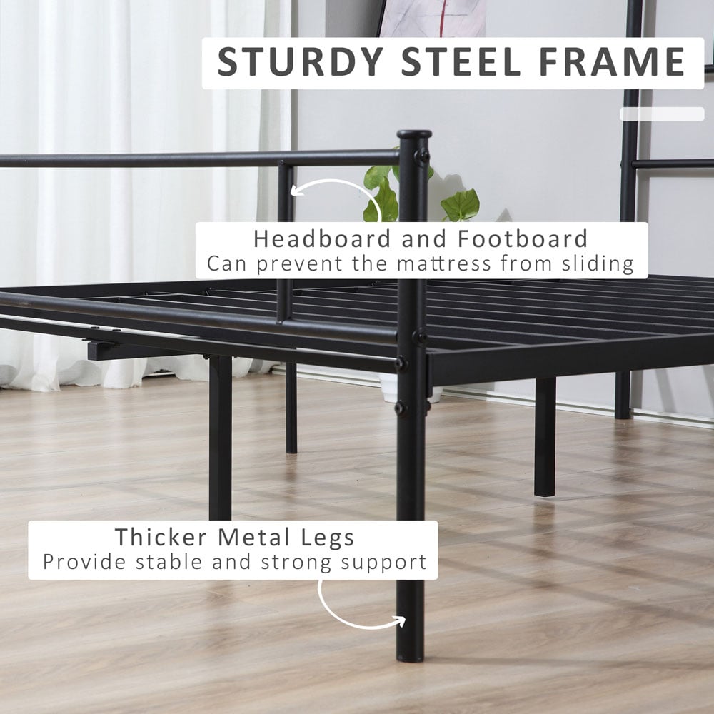 Portland King Size Black Metal Bed Frame Image 5