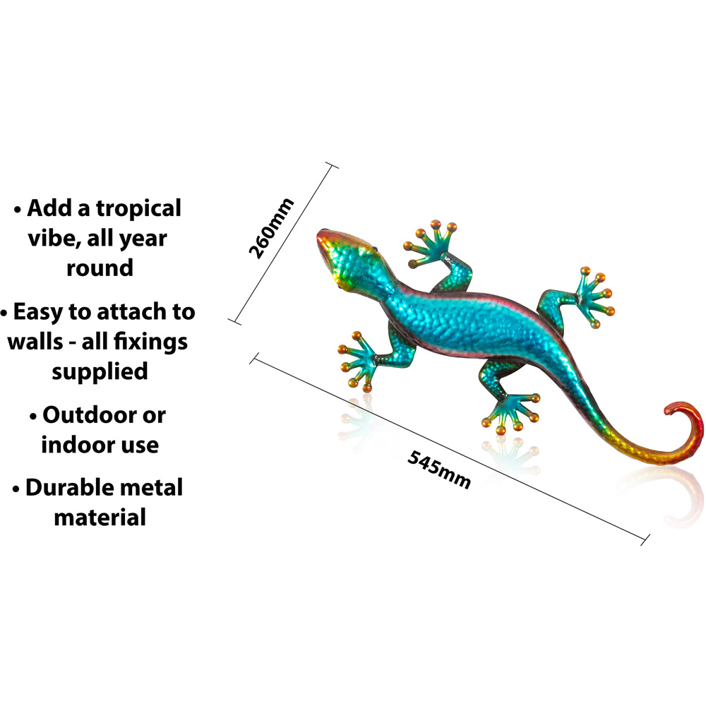 St Helens Multicolour Metal Gecko Garden Wall Ornament Image 5