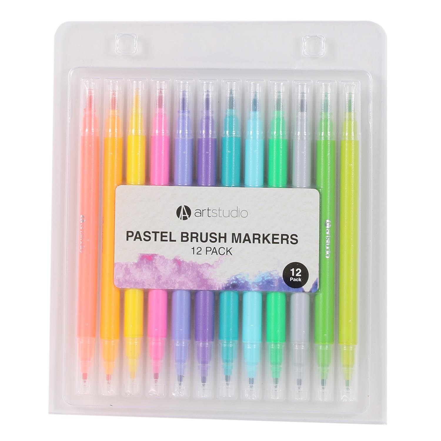 Pack of 12 Art Studio Brush Markers - Pastels Image