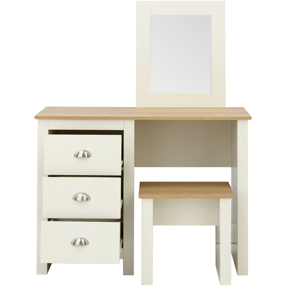GFW Lancaster 3 Drawer Cream Dressing Table Set with Mirror Image 3