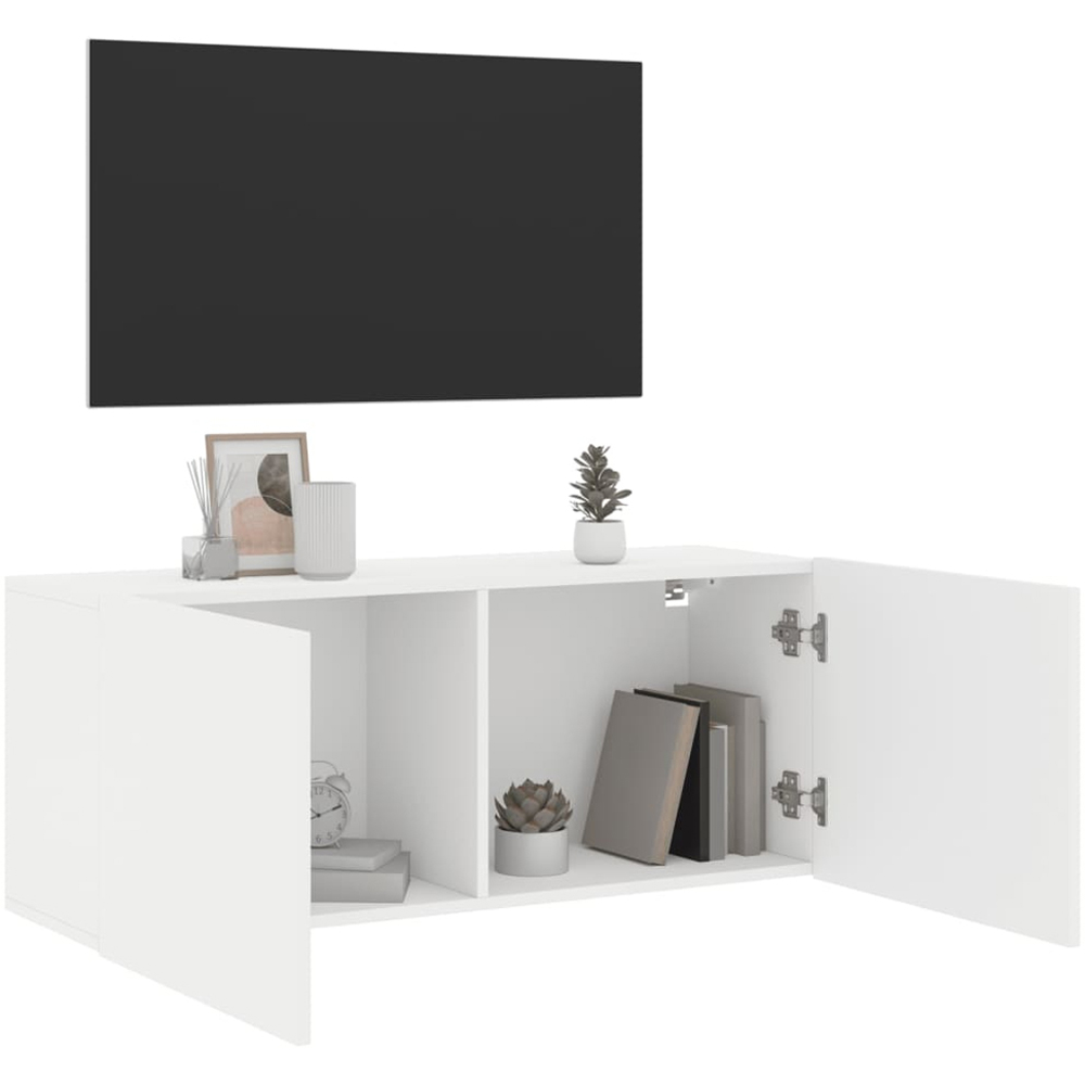vidaXL 2 Door White Wall Mounted TV Cabinet Image 3