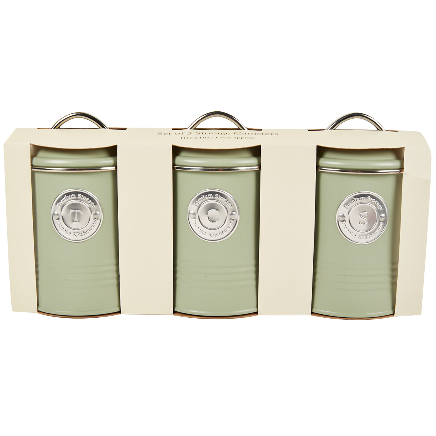 3 Piece Sage Ribbed Canister Set - Sage Image 2
