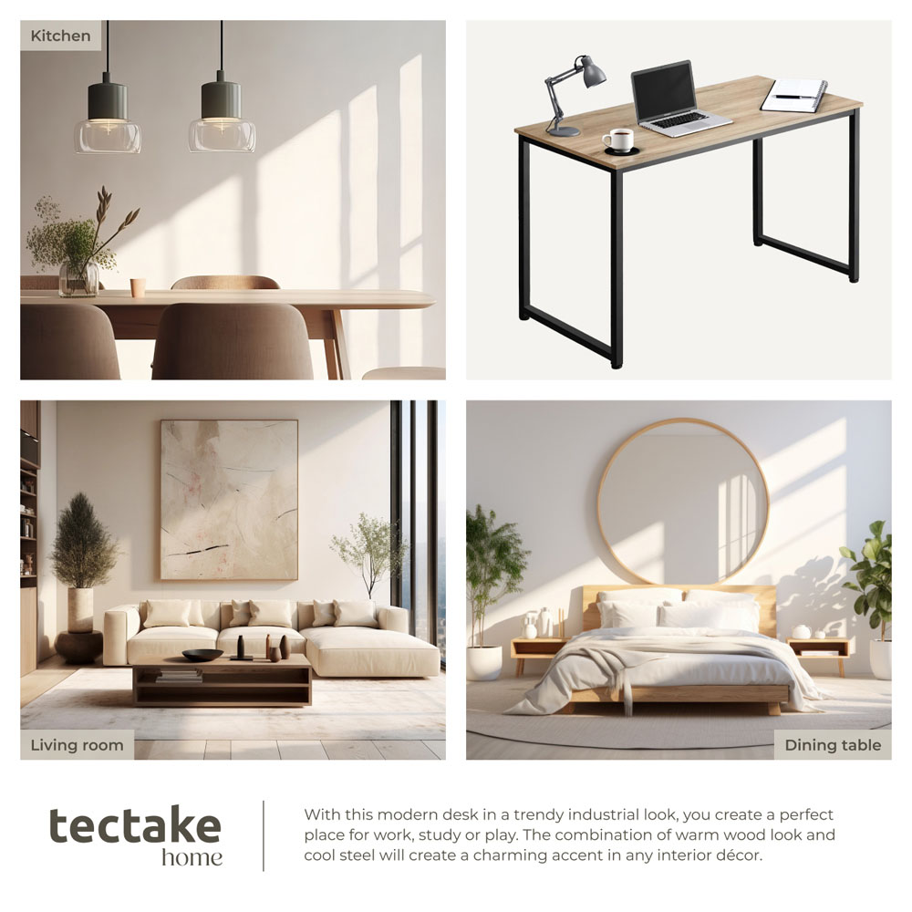 Tectake Flint Wood Light Study Desk Oak Sonoma 120cm Image 5