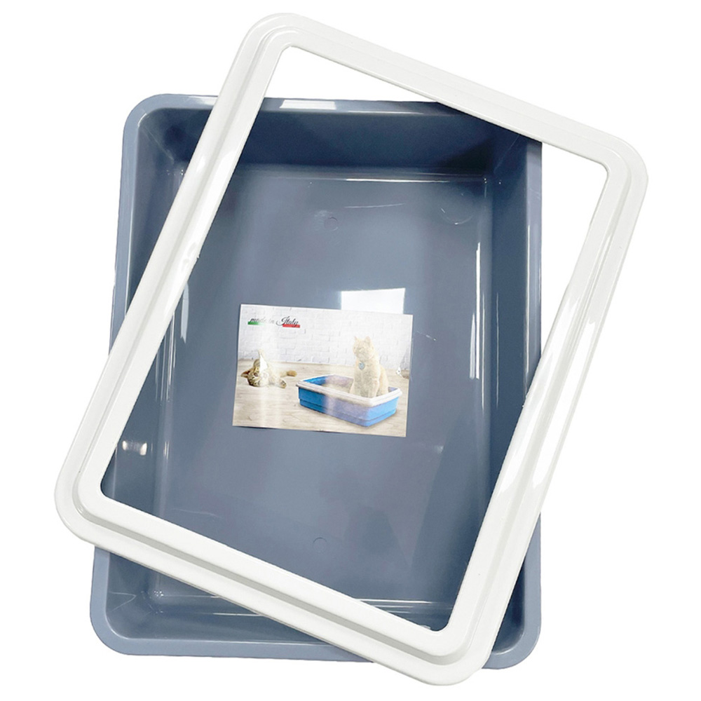 Happy Pet XLarge Dusky Blue Cat Litter Tray 54 x 40 x 14cm Wilko