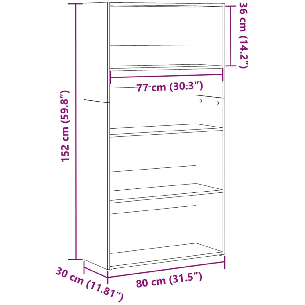 vidaXL 4 Shelf Old Wood Bookcase Image 9