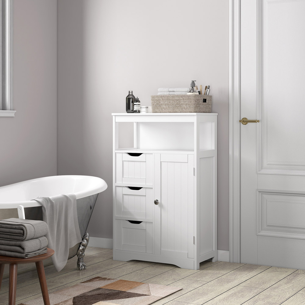 Dakota 3 Drawer White Bathroom Storage Cabinet Image 4