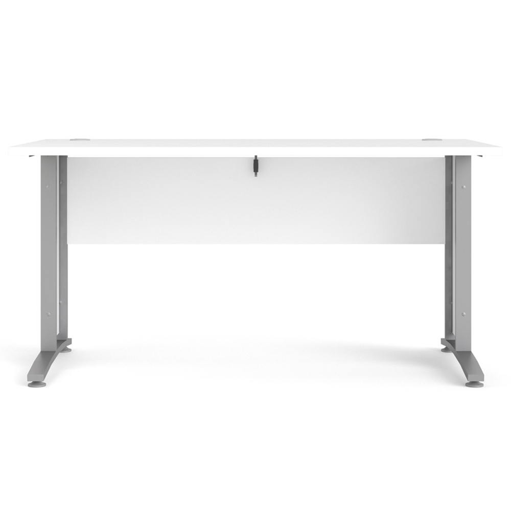 Florence Wooden and Steel 150cm Desk White and Silver Grey Image 2