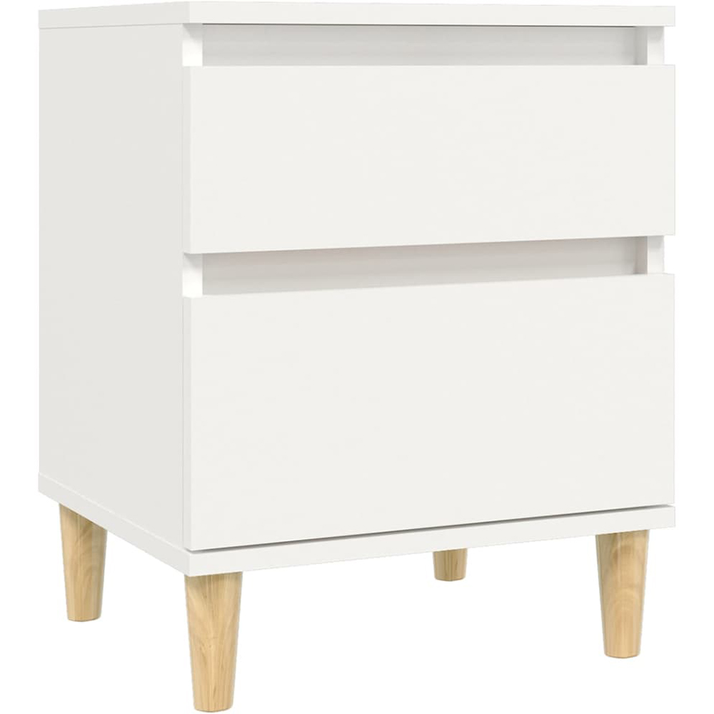 vidaXL 2 Drawer White Bedside Cabinet Set of 2 Image 3