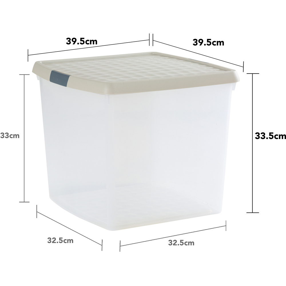 Wham Clip 37L Clear Stone and Slate Grey Square Storage Box with Lid 4 Pack Image 7