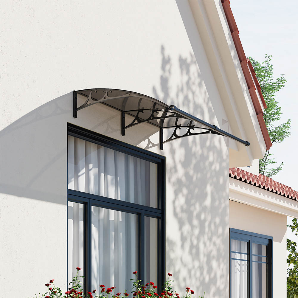 Living and Home Dark Grey Curved Door and Window Canopy 1.6 x 1.0m Image 8
