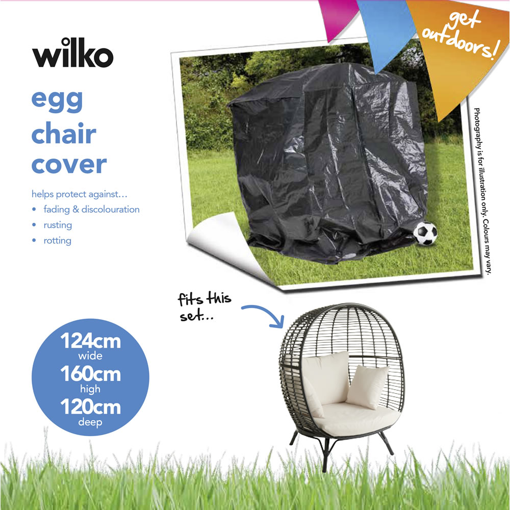 Wilko Egg Chair Cover Polypropylene Tarpaulin Black Image 6