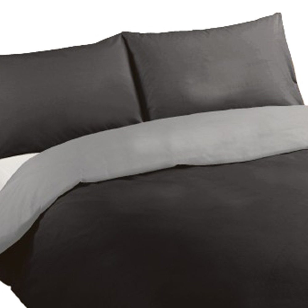 Rapport Home King Black Grey Reversible Polycotton Percale Quilt Cover Image 1
