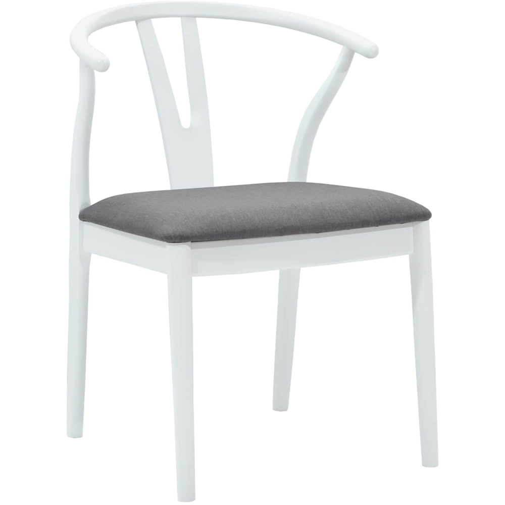 vidaXL Set of 2 White and Grey Rubberwood Curved Vintage Dining Chairs Image 2