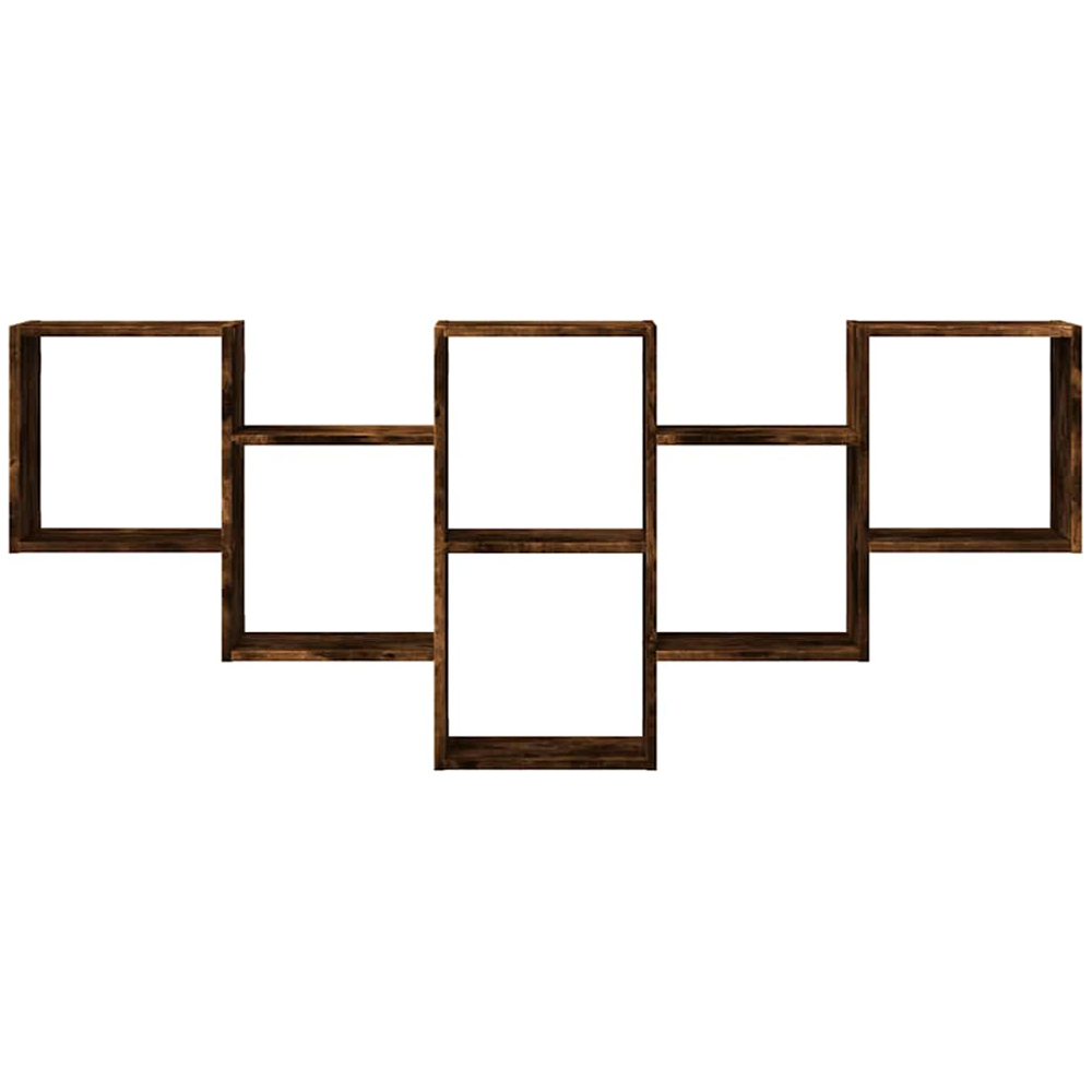 vidaXL 8 Shelf Smoked Oak Floating Wall Shelf Image 3