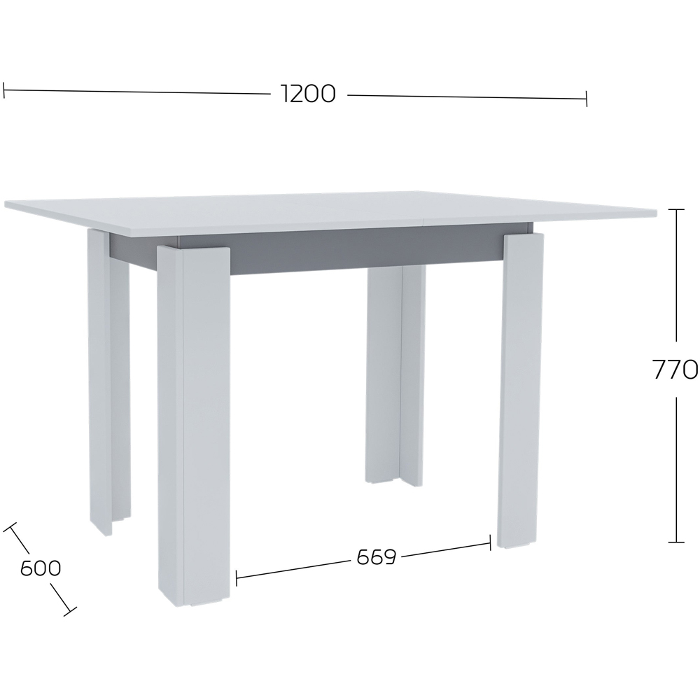 Shefa Family 4 Seater 90-120cm Extendable Dining Table White and Anthracite Image 6