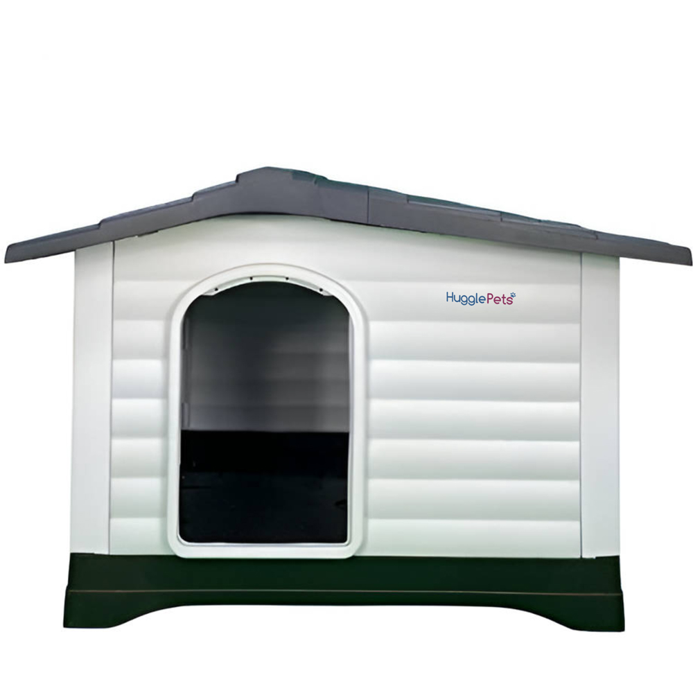 HugglePets Grey Plastic Premium XL Raised Base Roof Dog Kennel Image 3