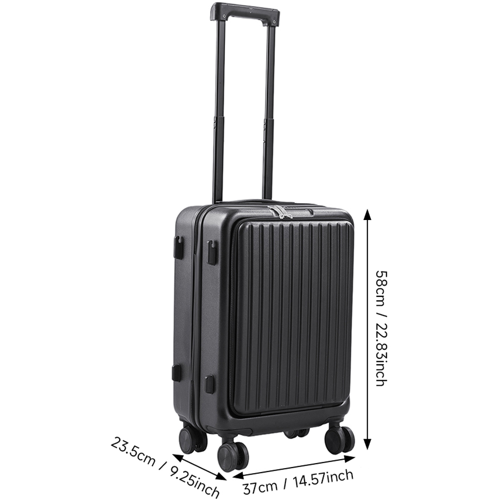 H&O Direct Black 23 inch Front Pocket Suitcase with USB Port Image 6